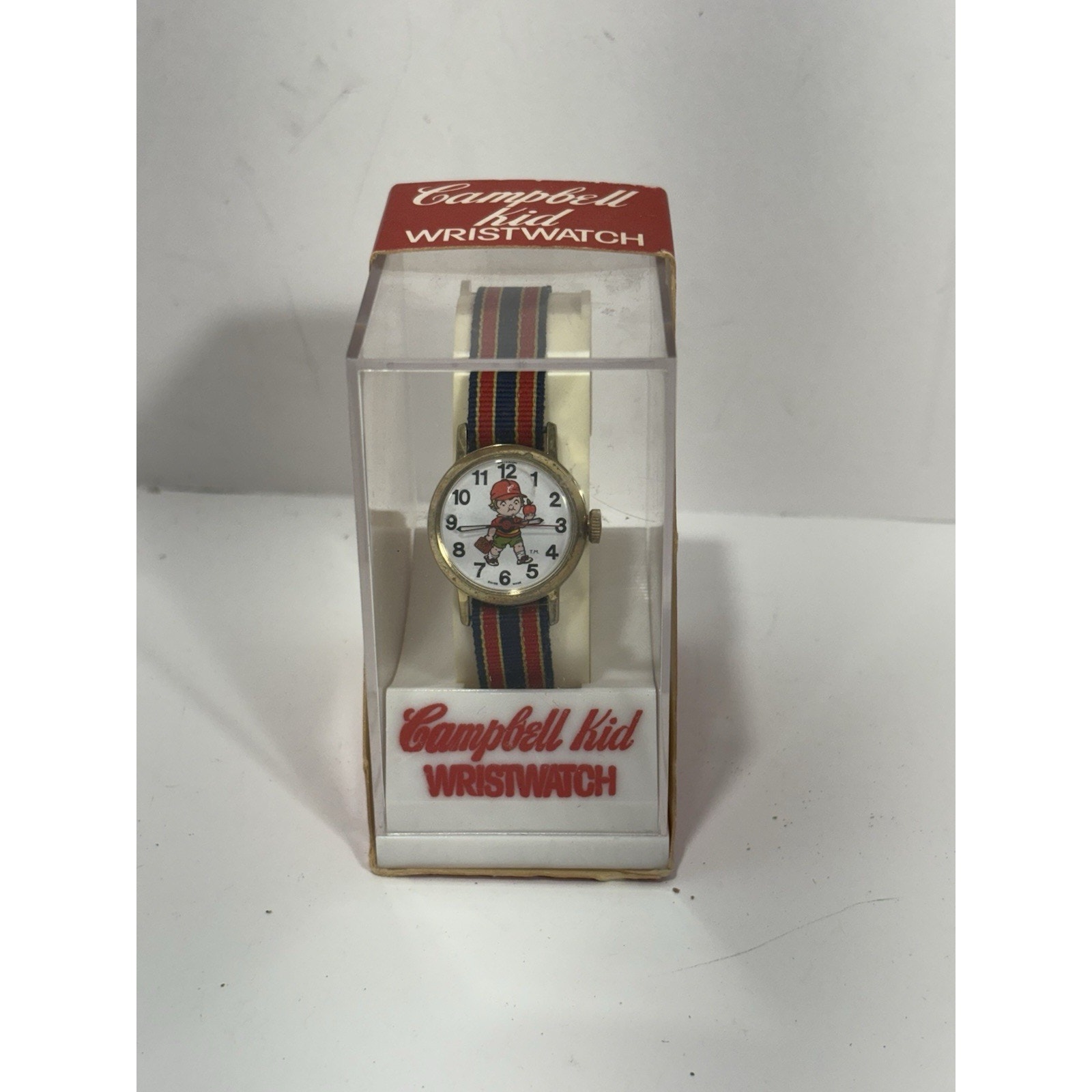 Vintage 1982 Criterion Watch Co Campbell Kid Wrist Watch Stripe Swiss Made Rare